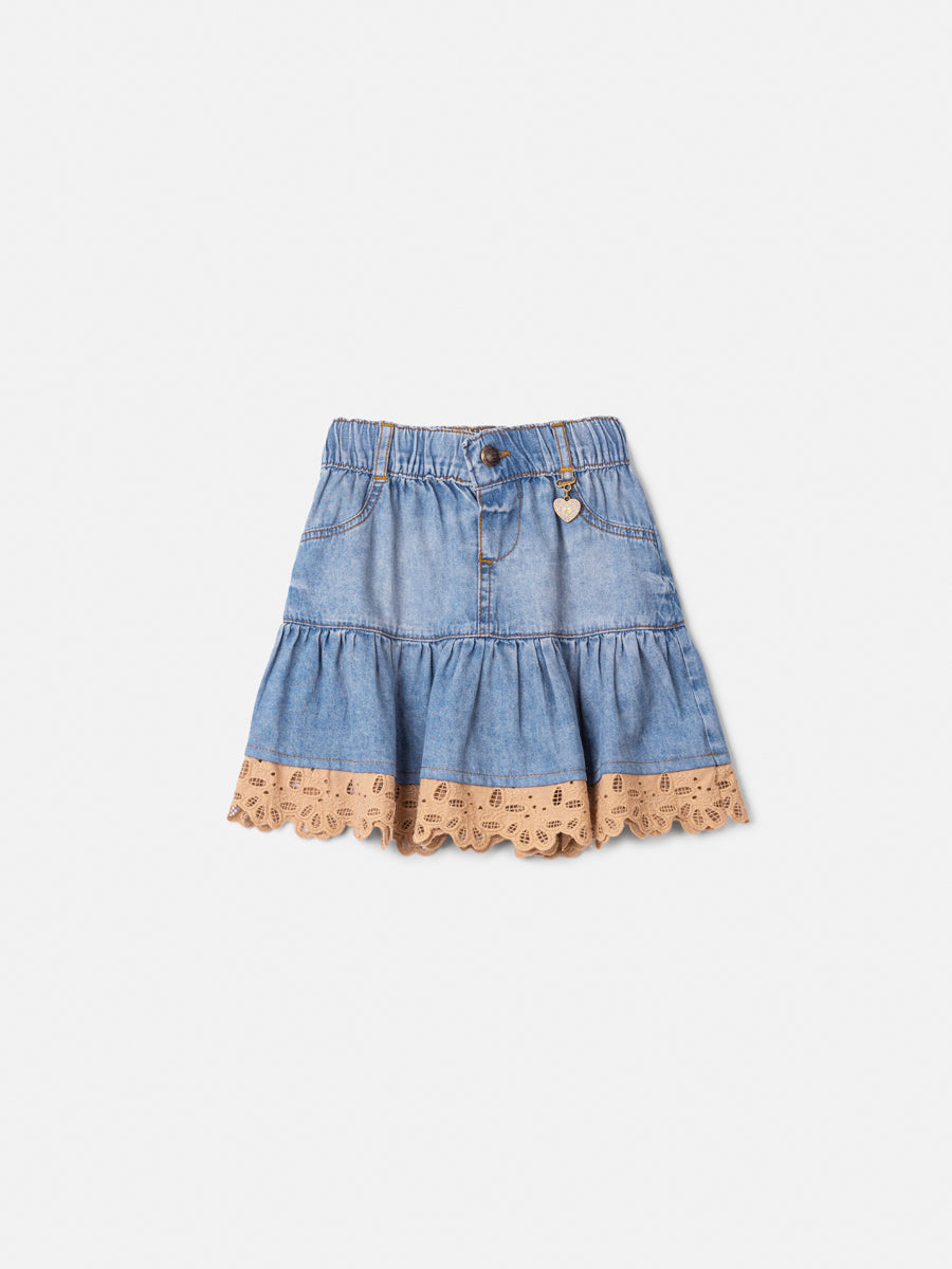 Saia Jeans com Renda - ANIMÊ