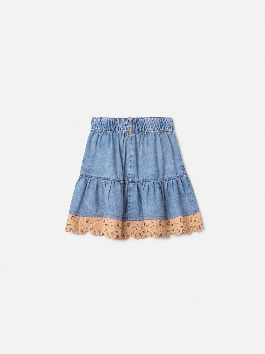 Saia Jeans com Renda - ANIMÊ