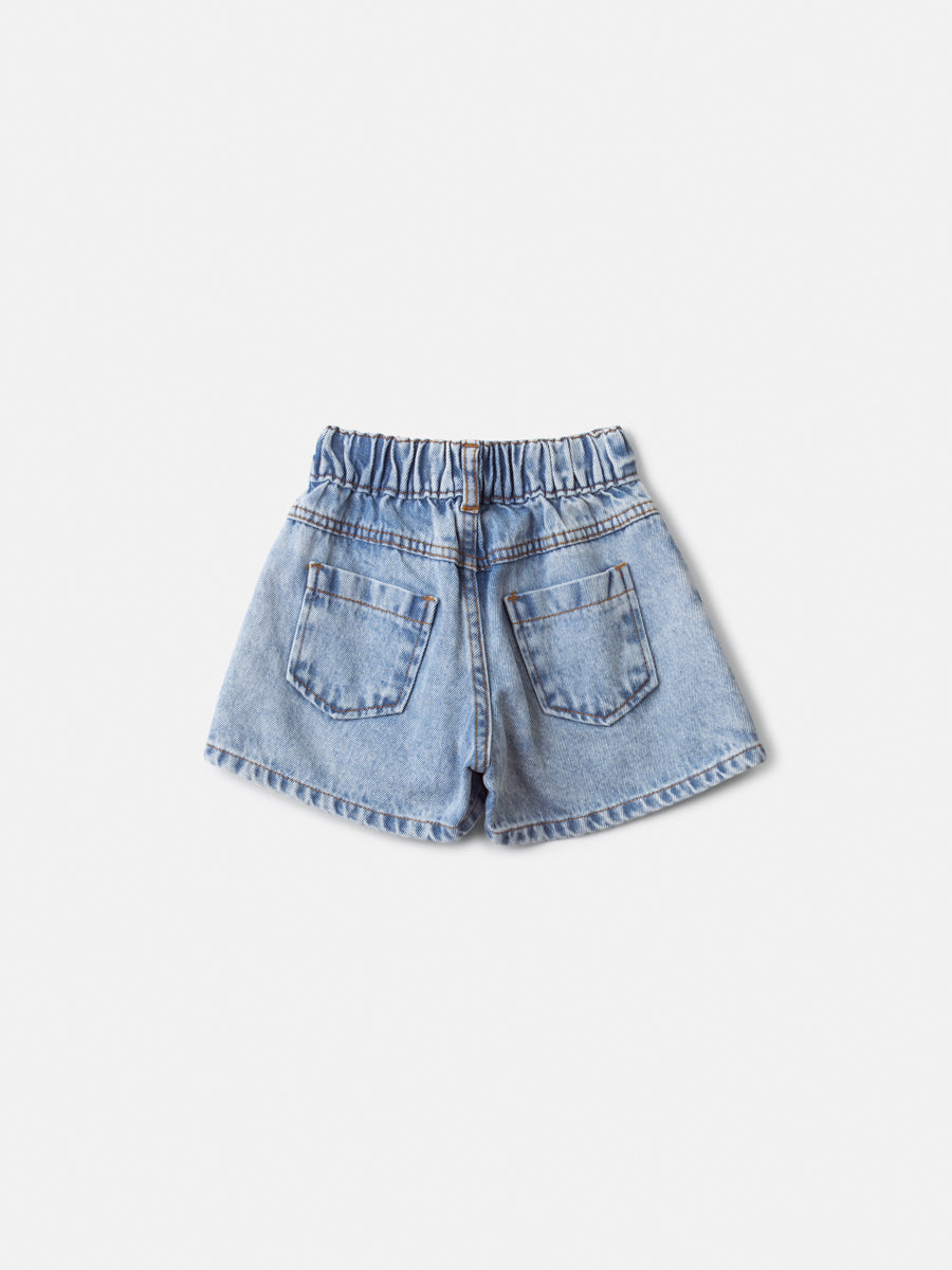 Short Jeans Bordado Flores - ANIMÊ