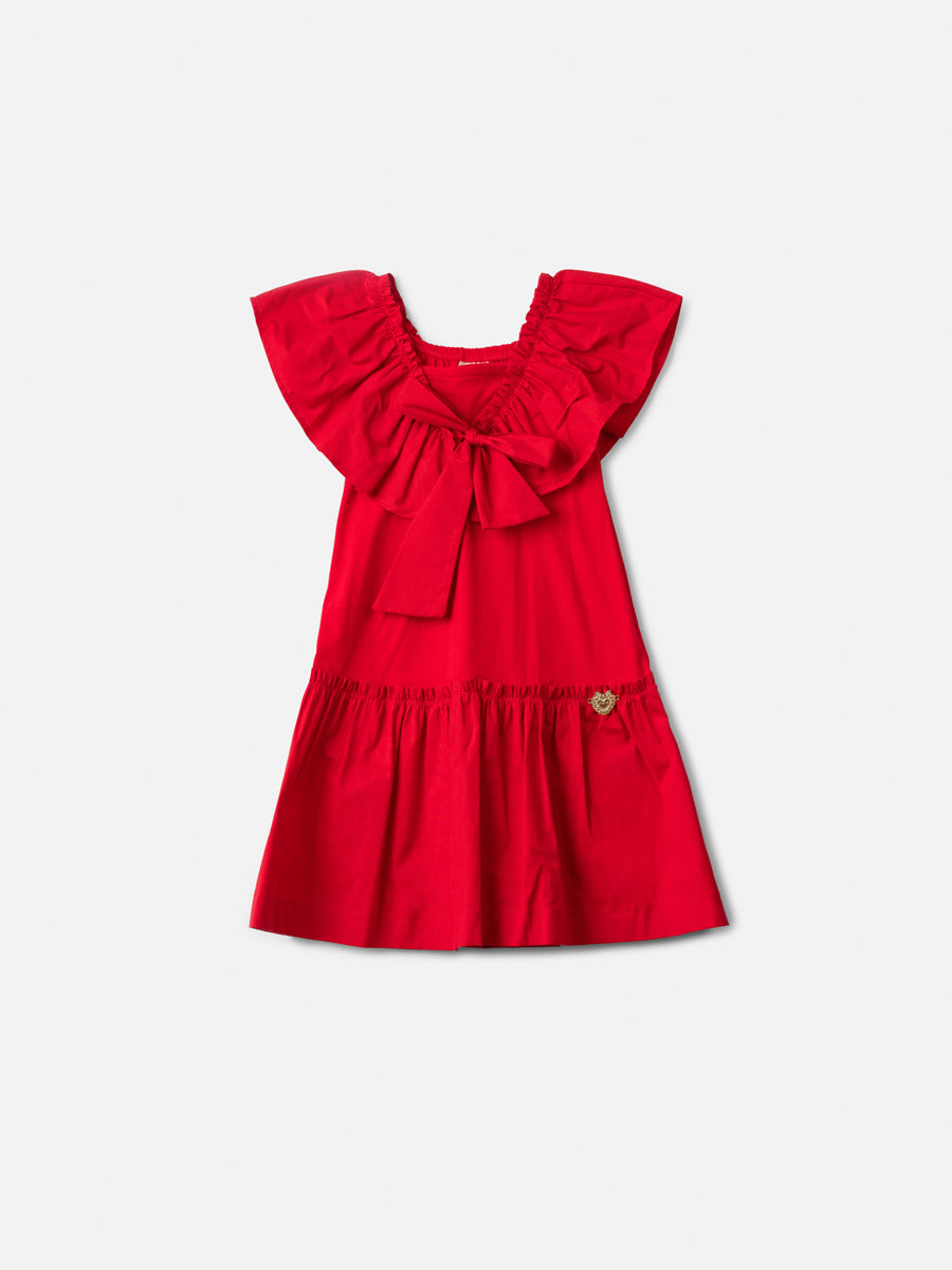 Vestido Tricoline com Babados Vermelho - ANIMÊ