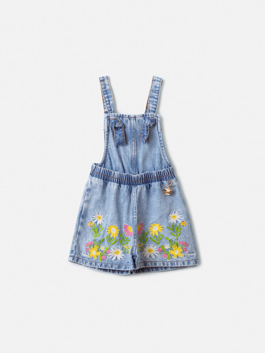 Jardineira Jeans Bordada - ANIMÊ