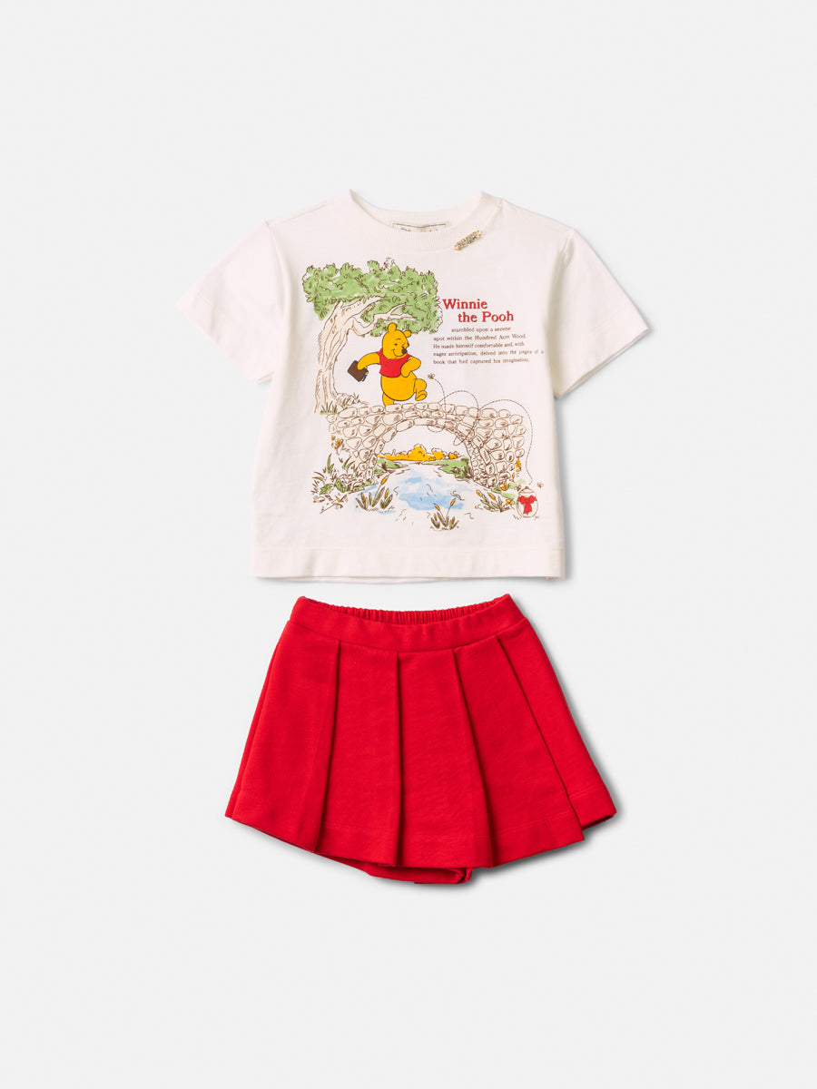 Conjunto T-shirt Pooh e Short Saia- ANIMÊ
