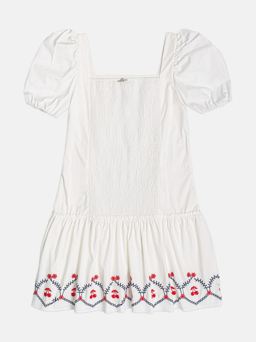Vestido Tricoline Bordado Barrado - AUTHORIA