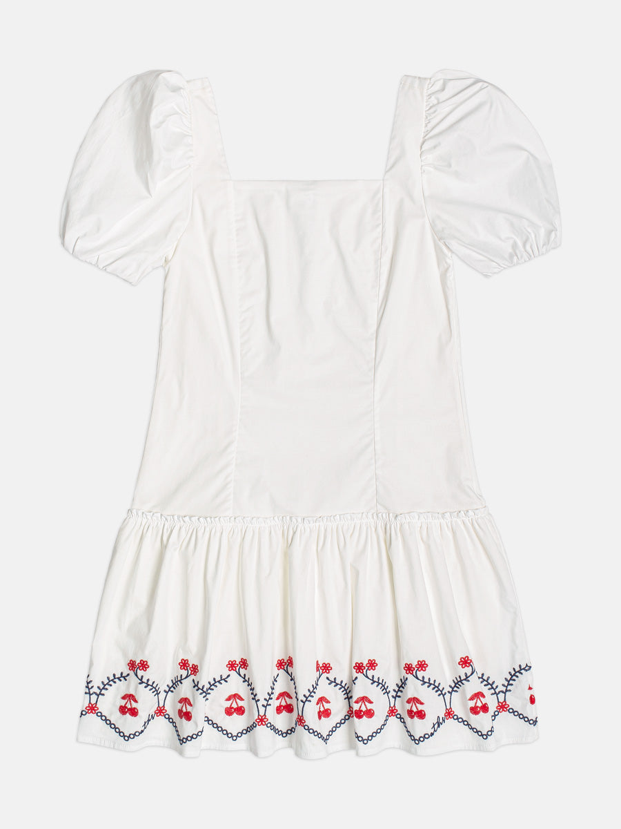 Vestido Tricoline Bordado Barrado - AUTHORIA