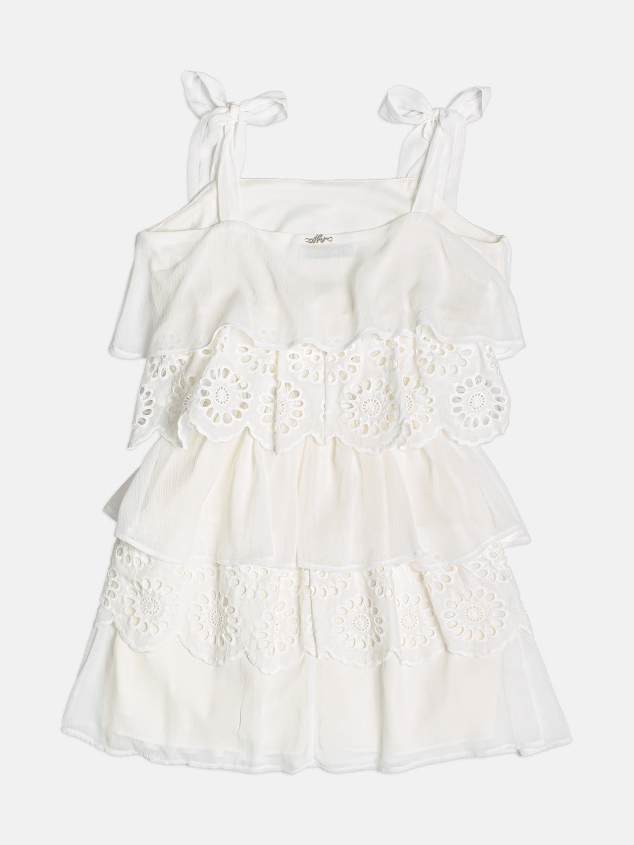 Vestido Babado Bordado Chiffon - AUTHORIA