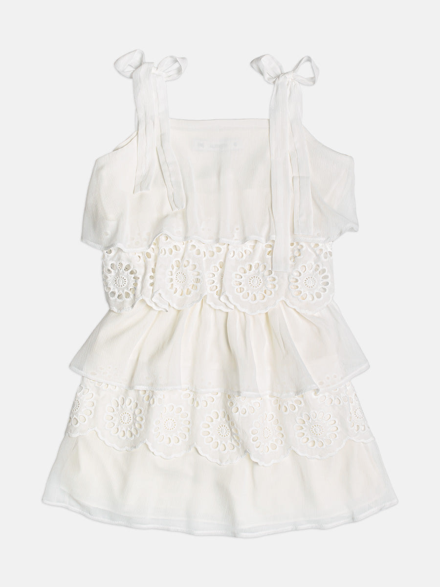 Vestido Babado Bordado Chiffon - AUTHORIA