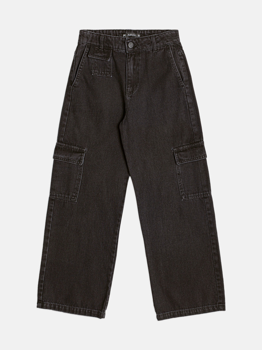 Calça Wide Denim Black Cargo - AUTHORIA