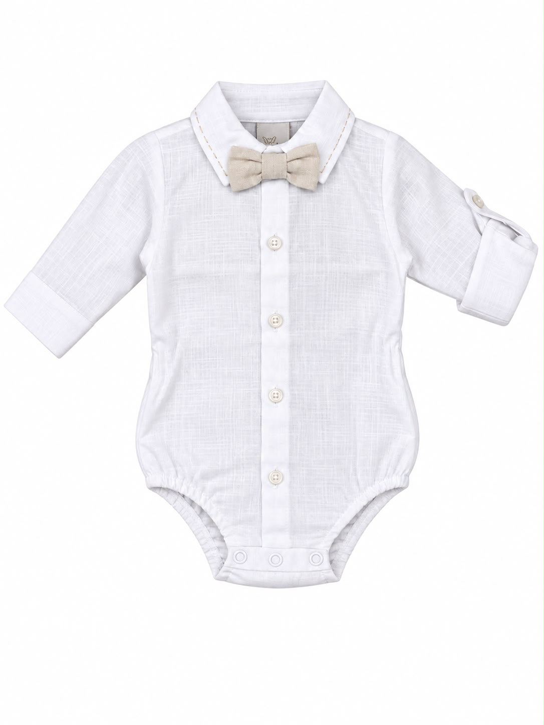 Conjunto Body Camisa Linho Gravata e Calça Suspensório - ANJOS BABY