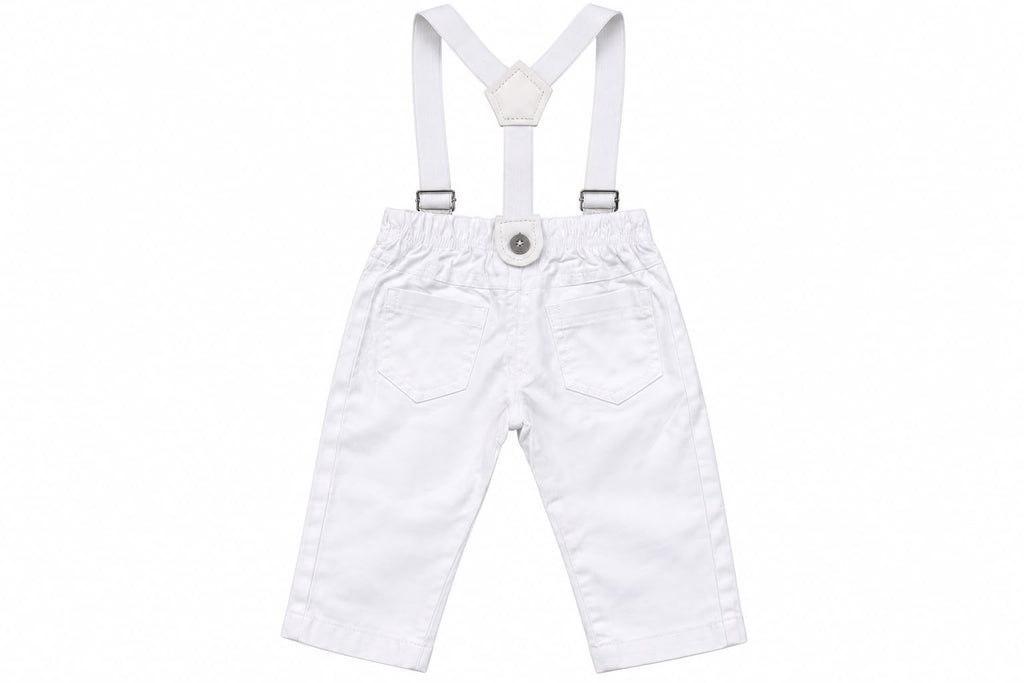 Conjunto Body Camisa Gola Padre e Calça Suspensório - ANJOS BABY