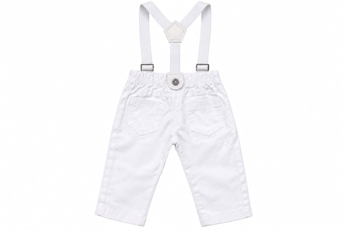 Conjunto Body Camisa Gola Padre e Calça Suspensório - ANJOS BABY
