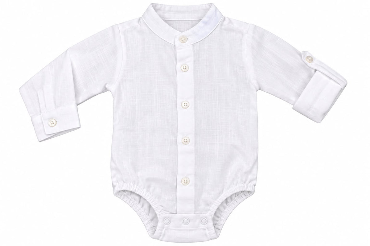 Conjunto Body Camisa Gola Padre e Calça Suspensório - ANJOS BABY