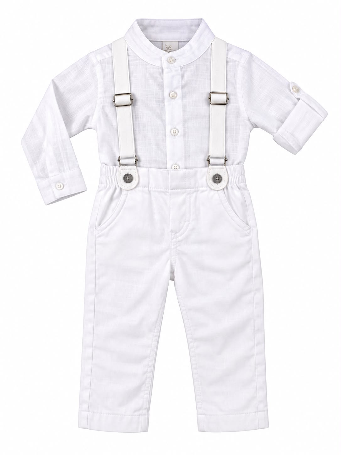 Conjunto Body Camisa Gola Padre e Calça Suspensório - ANJOS BABY