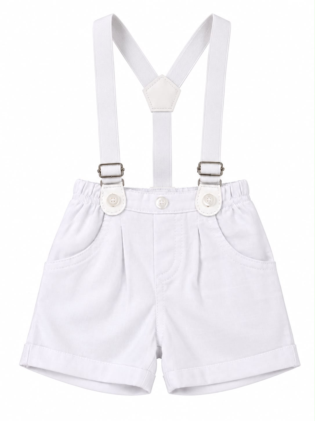 Conjunto Body Camisa Gola Padre e Bermuda Suspensório - ANJOS BABY