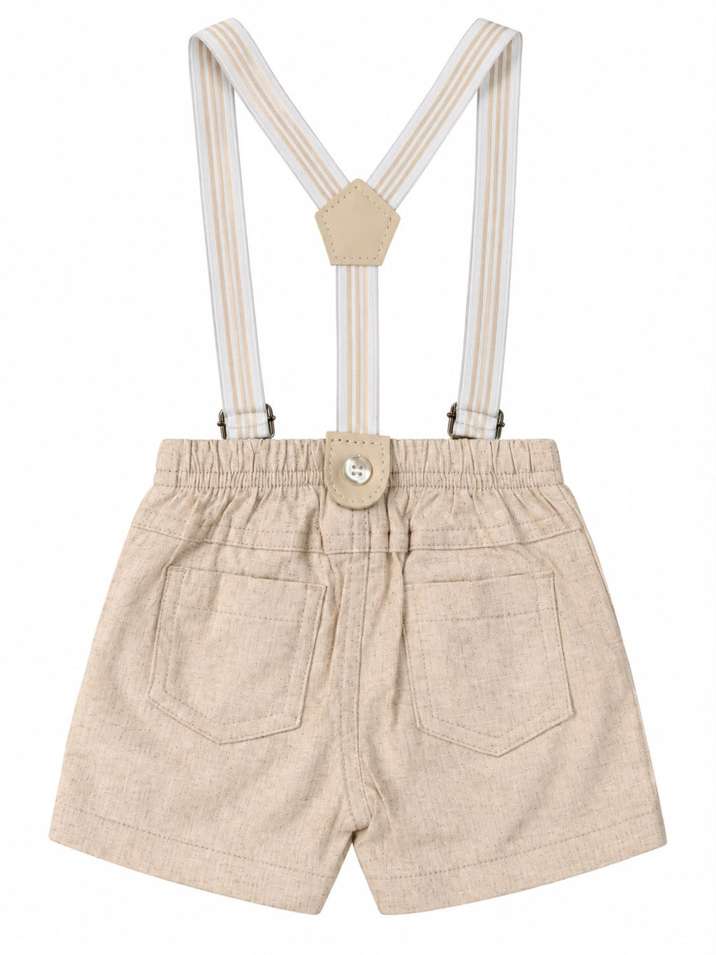 Conjunto Body Camisa Gola Padre e Bermuda Suspensório - ANJOS BABY