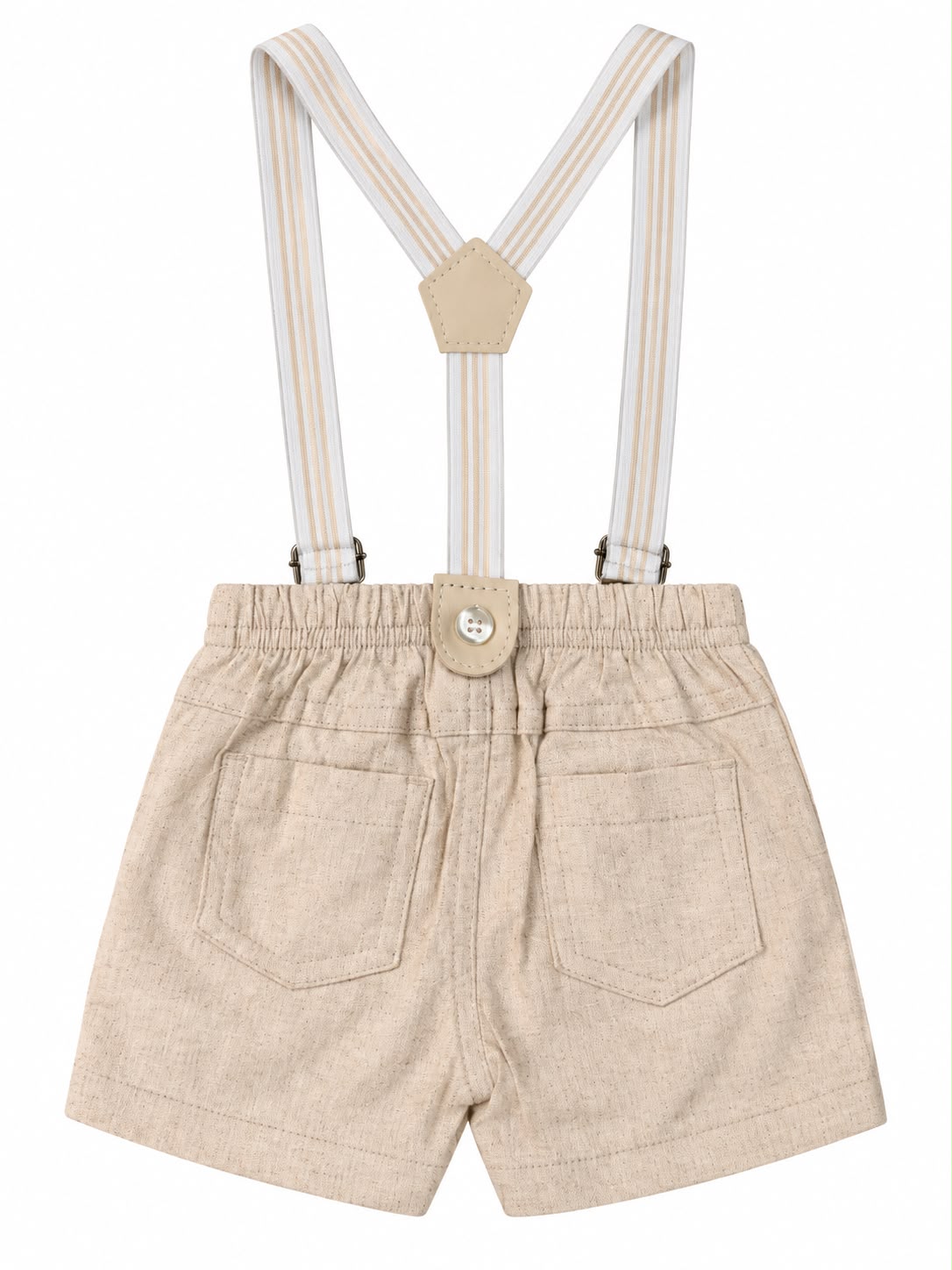 Conjunto Body Camisa Gola Padre e Bermuda Suspensório - ANJOS BABY
