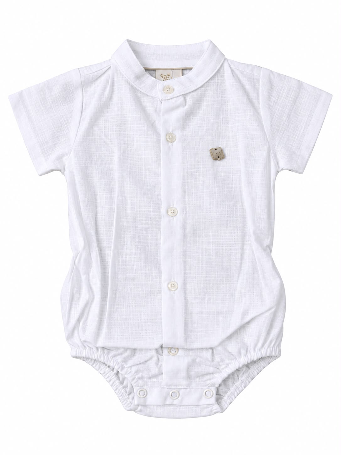 Conjunto Body Camisa Gola Padre e Bermuda Suspensório - ANJOS BABY