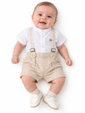 Conjunto Body Camisa Gola Padre e Bermuda Suspensório - ANJOS BABY