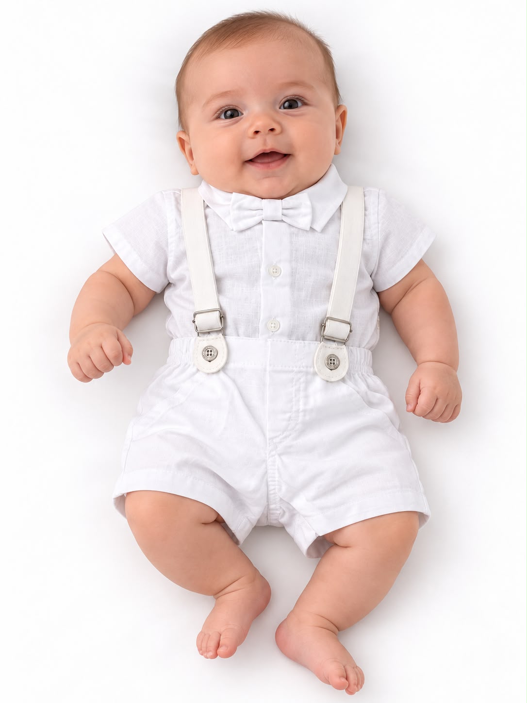 Conjunto Body Camisa Gravata e Bermuda Suspensório - ANJOS BABY