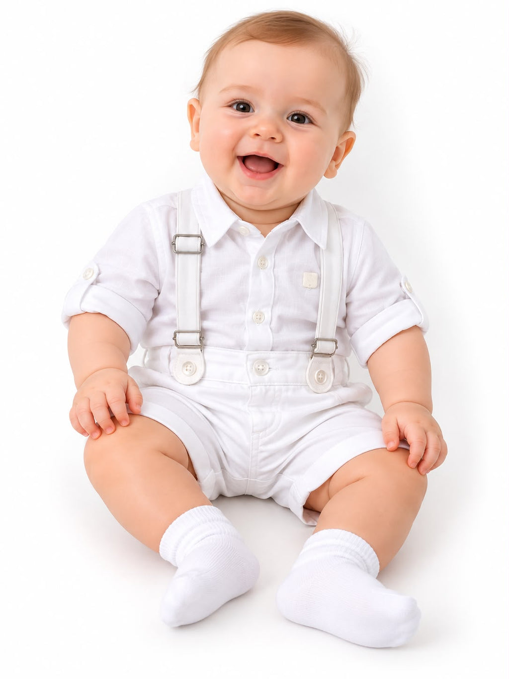 Conjunto Camisa Gravata e Bermuda Suspensório - ANJOS BABY