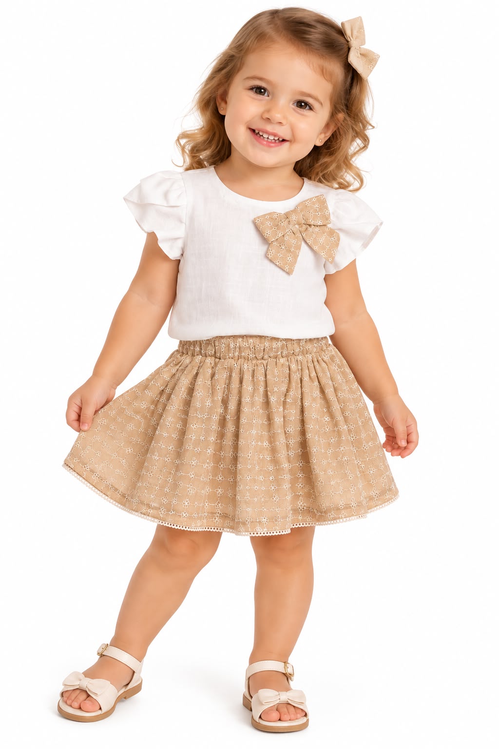 Conjunto Blusa Linho e Saia Chiffon - ANJOS BABY