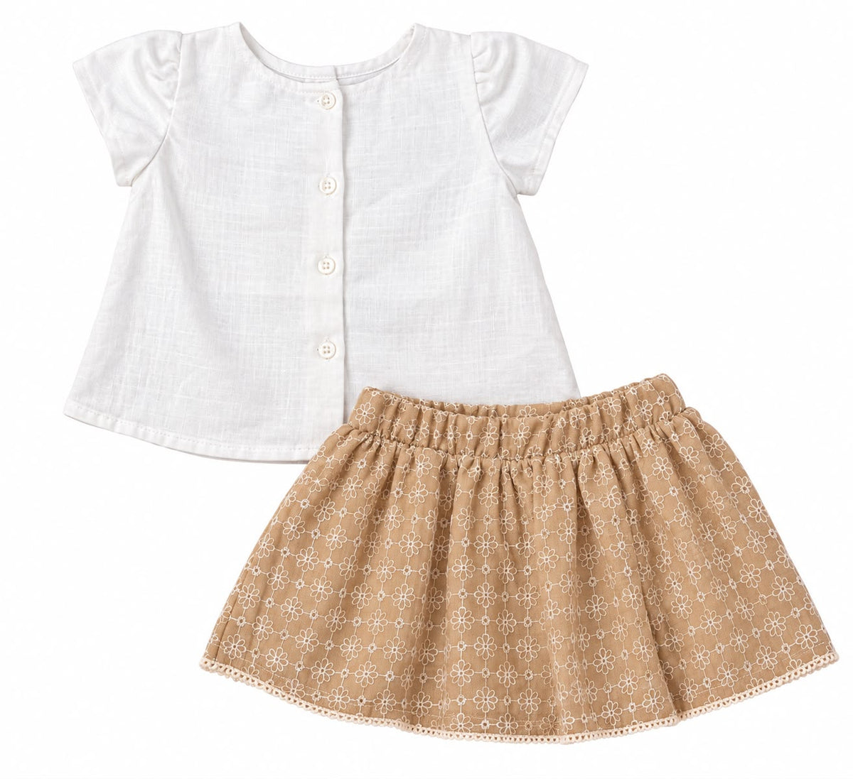 Conjunto Blusa Linho e Saia Chiffon - ANJOS BABY