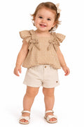 Conjunto Bata Chiffon e Short Linho - ANJOS BABY