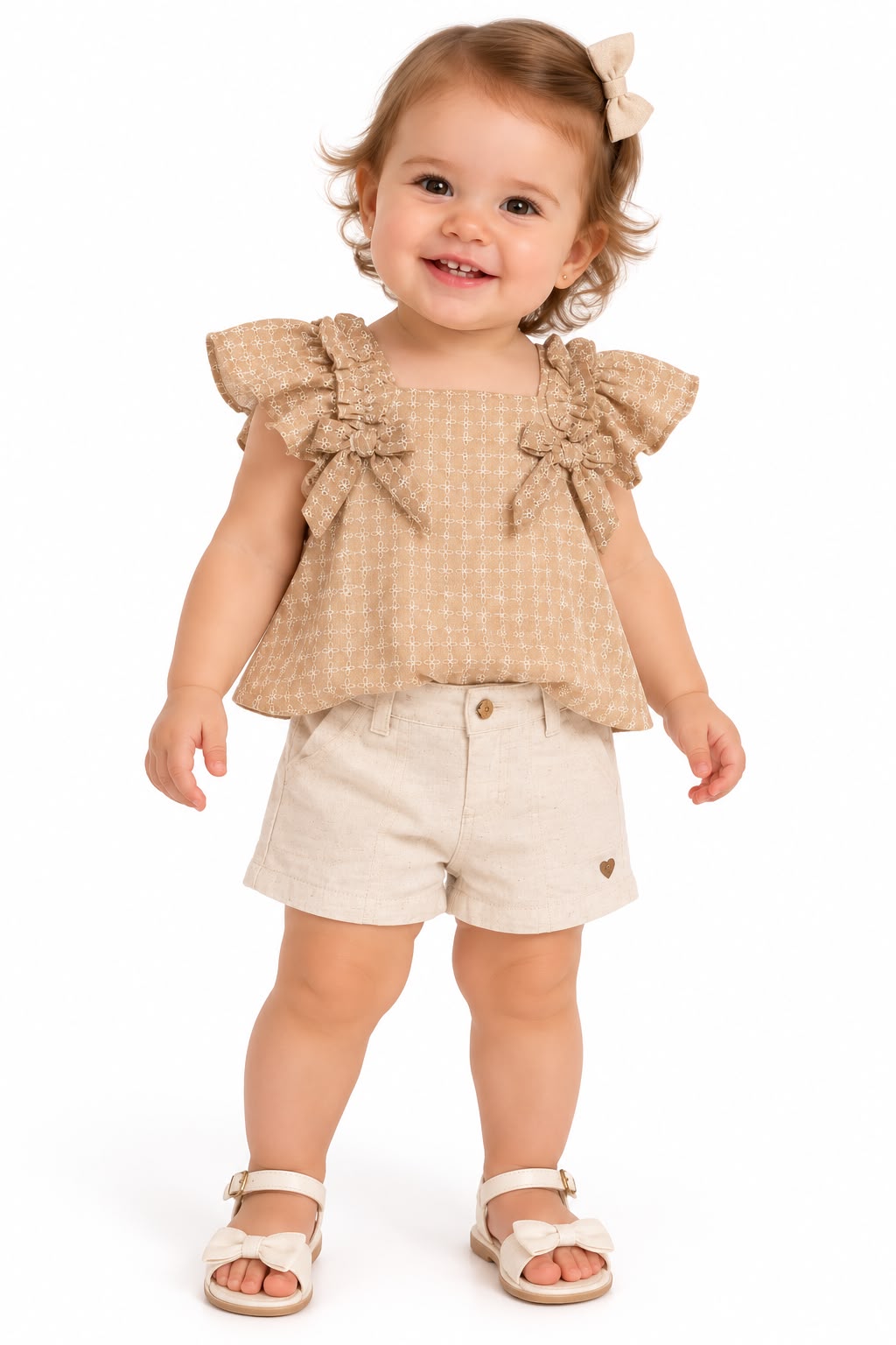 Conjunto Bata Chiffon e Short Linho - ANJOS BABY