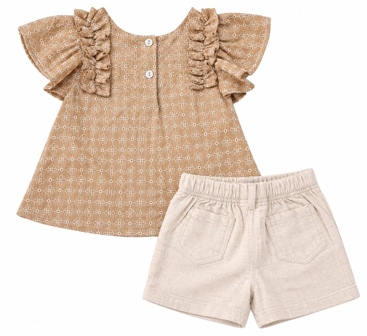 Conjunto Bata Chiffon e Short Linho - ANJOS BABY