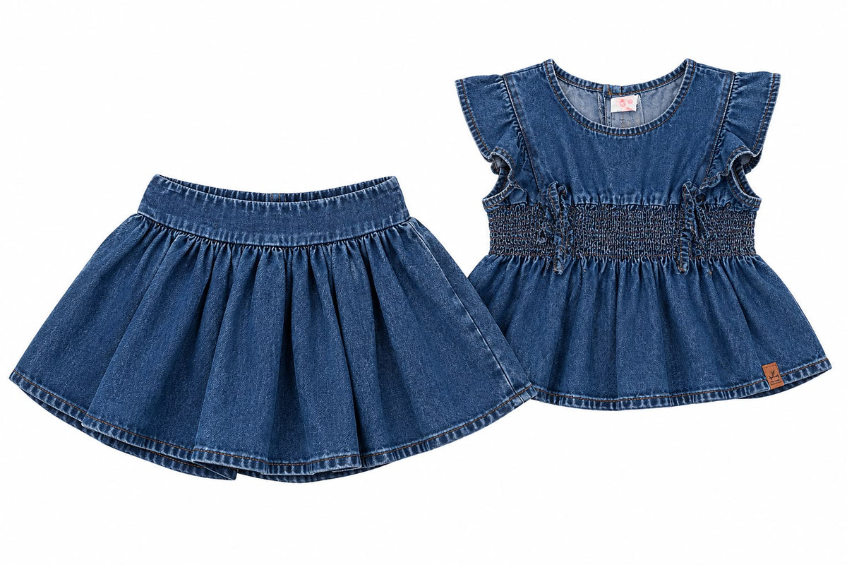 Conjunto Blusa e Short Jeans - MALAGAH