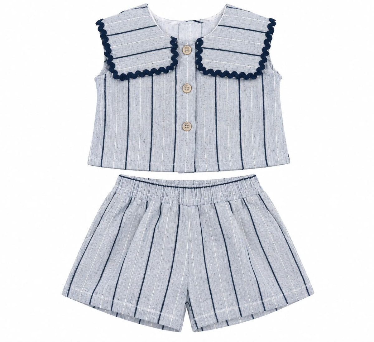 Conjunto Blusa e Short Linho Listrado - MALAGAH