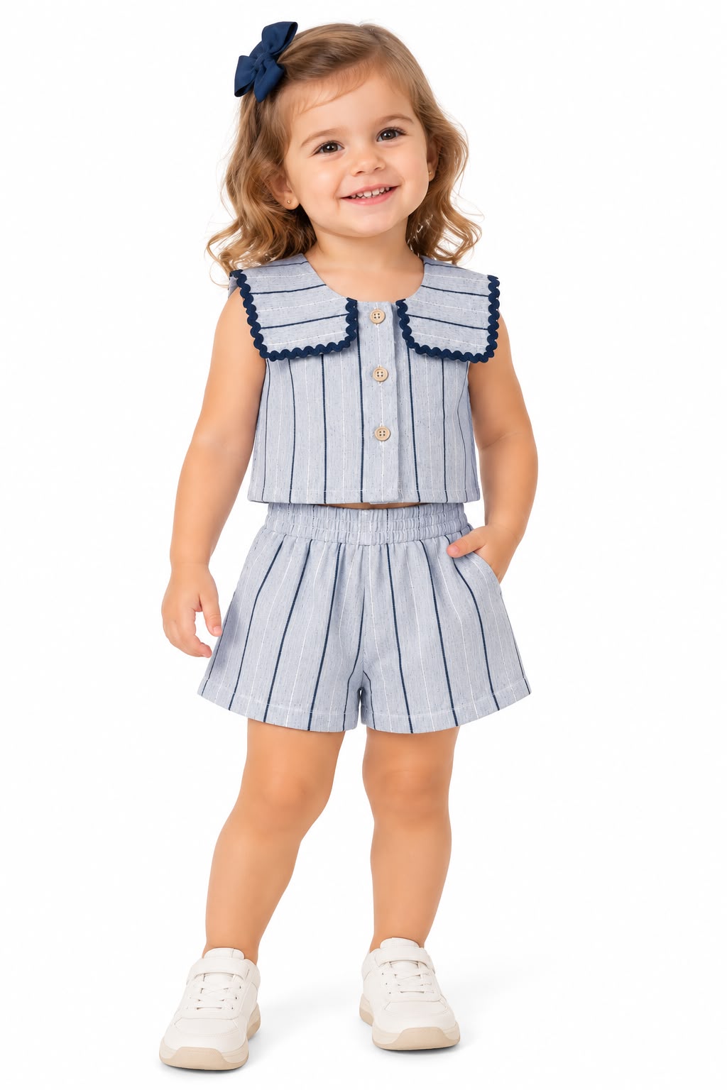 Conjunto Blusa e Short Linho Listrado - MALAGAH