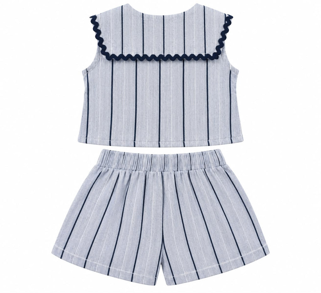 Conjunto Blusa e Short Linho Listrado - MALAGAH
