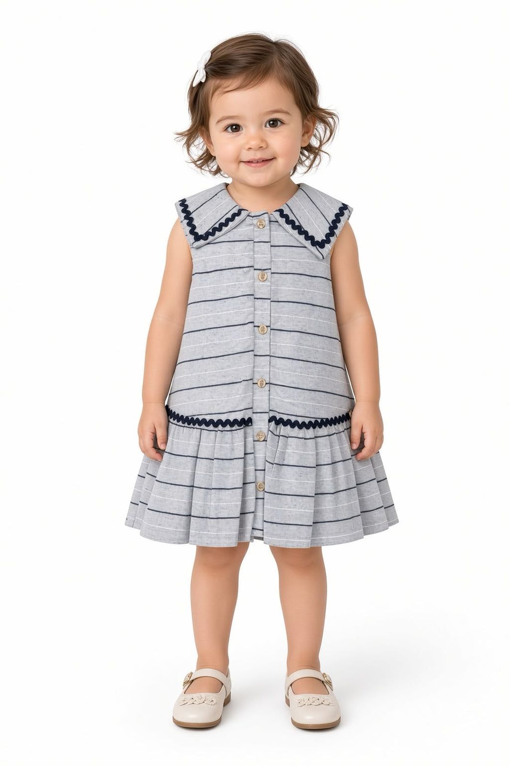 Vestido Linho Listrado - MALAGAH