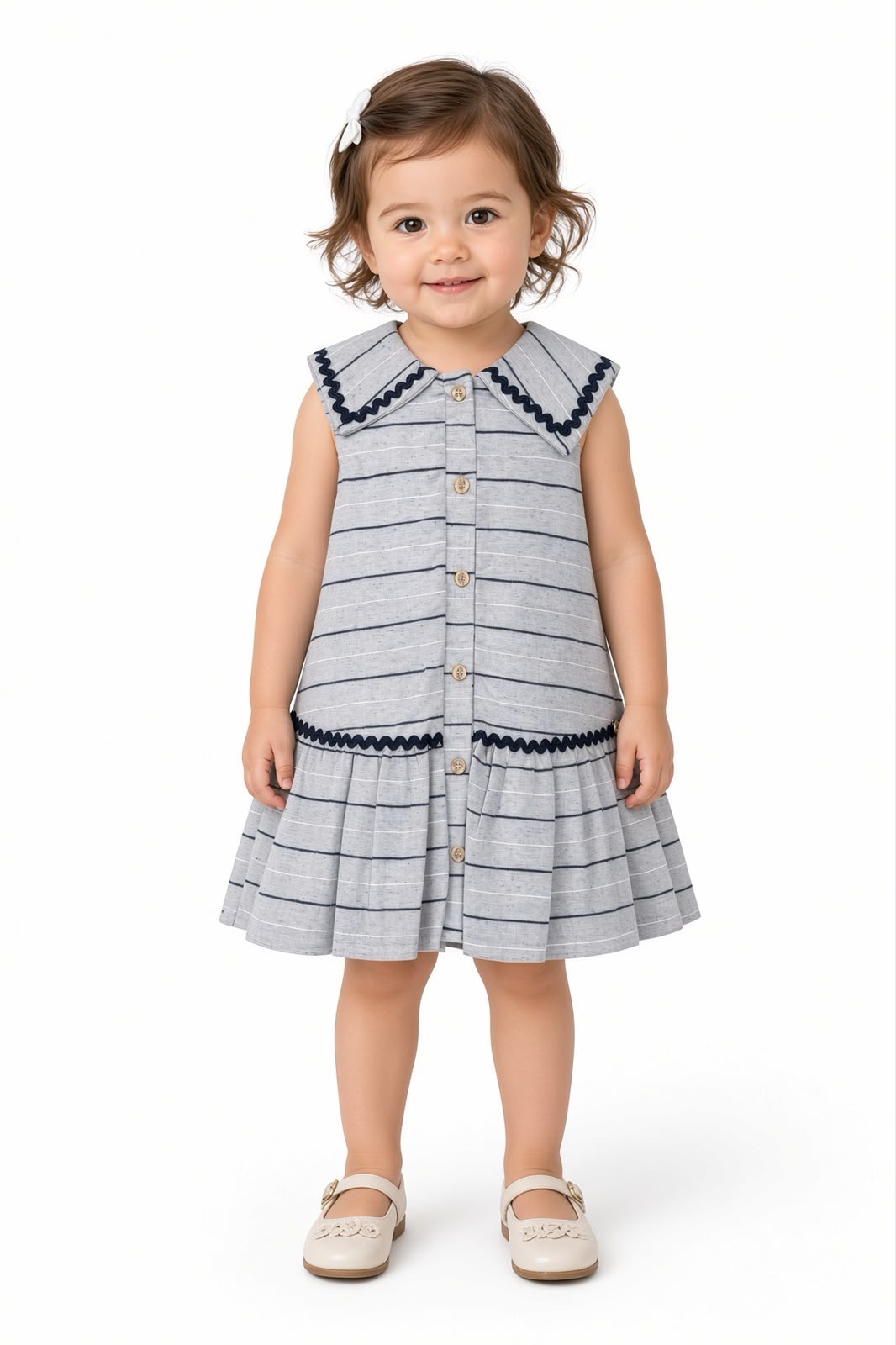 Vestido Linho Listrado - MALAGAH