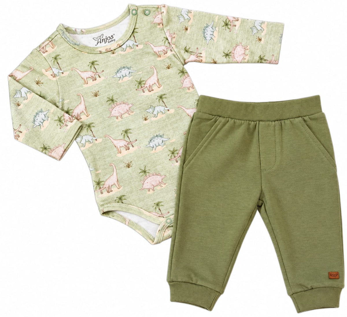 Conjunto Body Longo Estampado Dino e Calça - ANJOS BABY