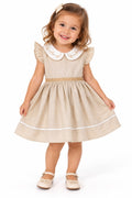 Vestido Linho Gola Bordada - ANJOS BABY
