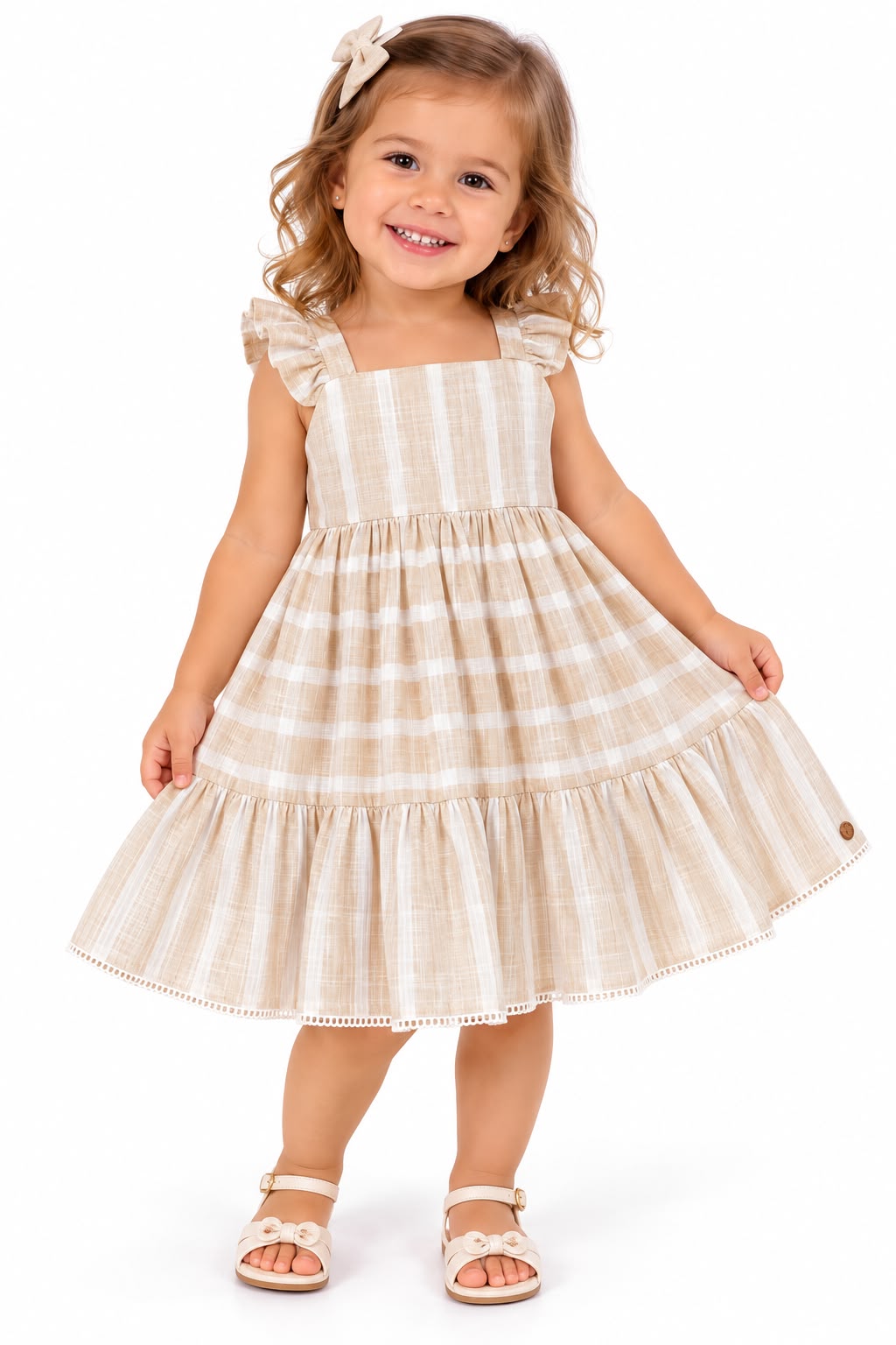 Vestido Linho Listras - ANJOS BABY