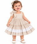 Vestido Linho Listrado com Laise - ANJOS BABY