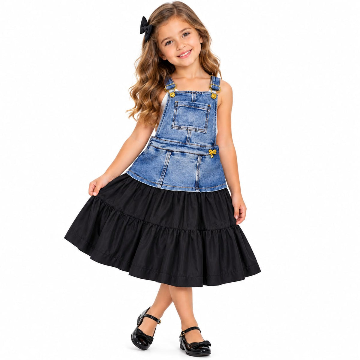 Jardineira Jeans com Babado Tricoline - ANIMÊ