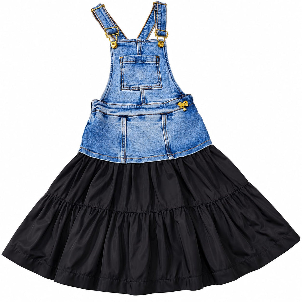 Jardineira Jeans com Babado Tricoline - ANIMÊ