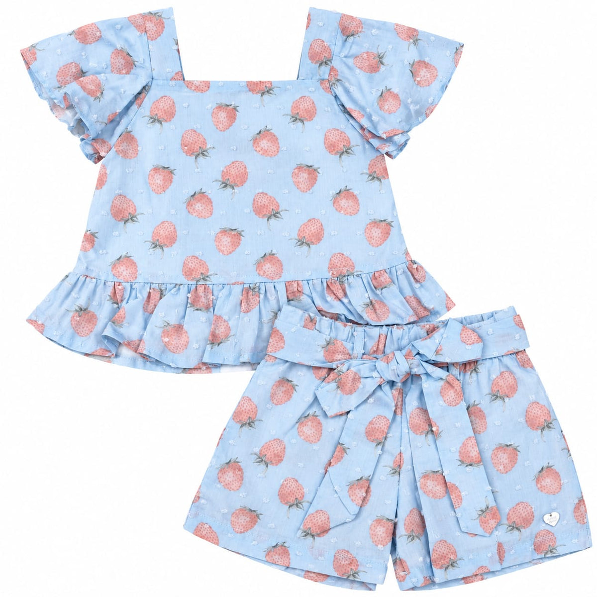 Conjunto Blusa e Short Linho Estampado - ANJOS BABY