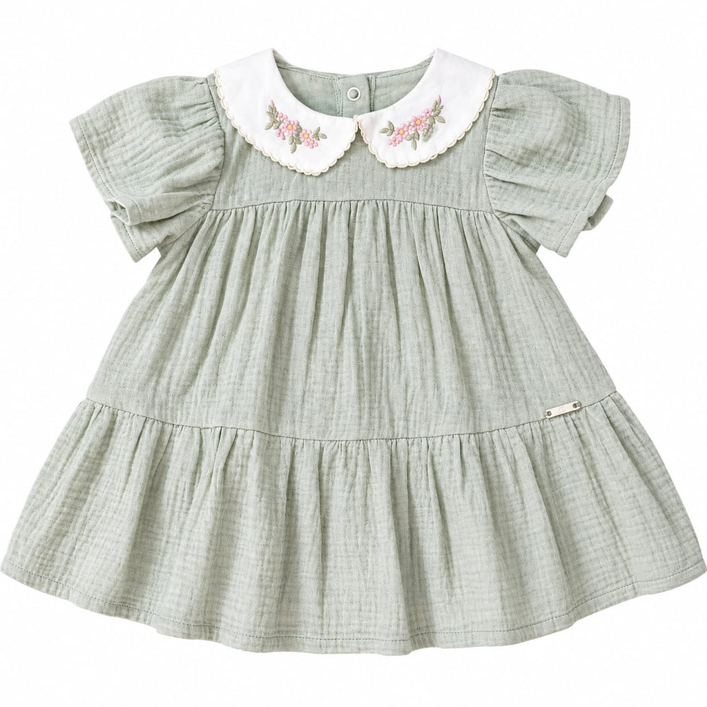 Vestido Anarruga Gola Bordada - ANIMÊ