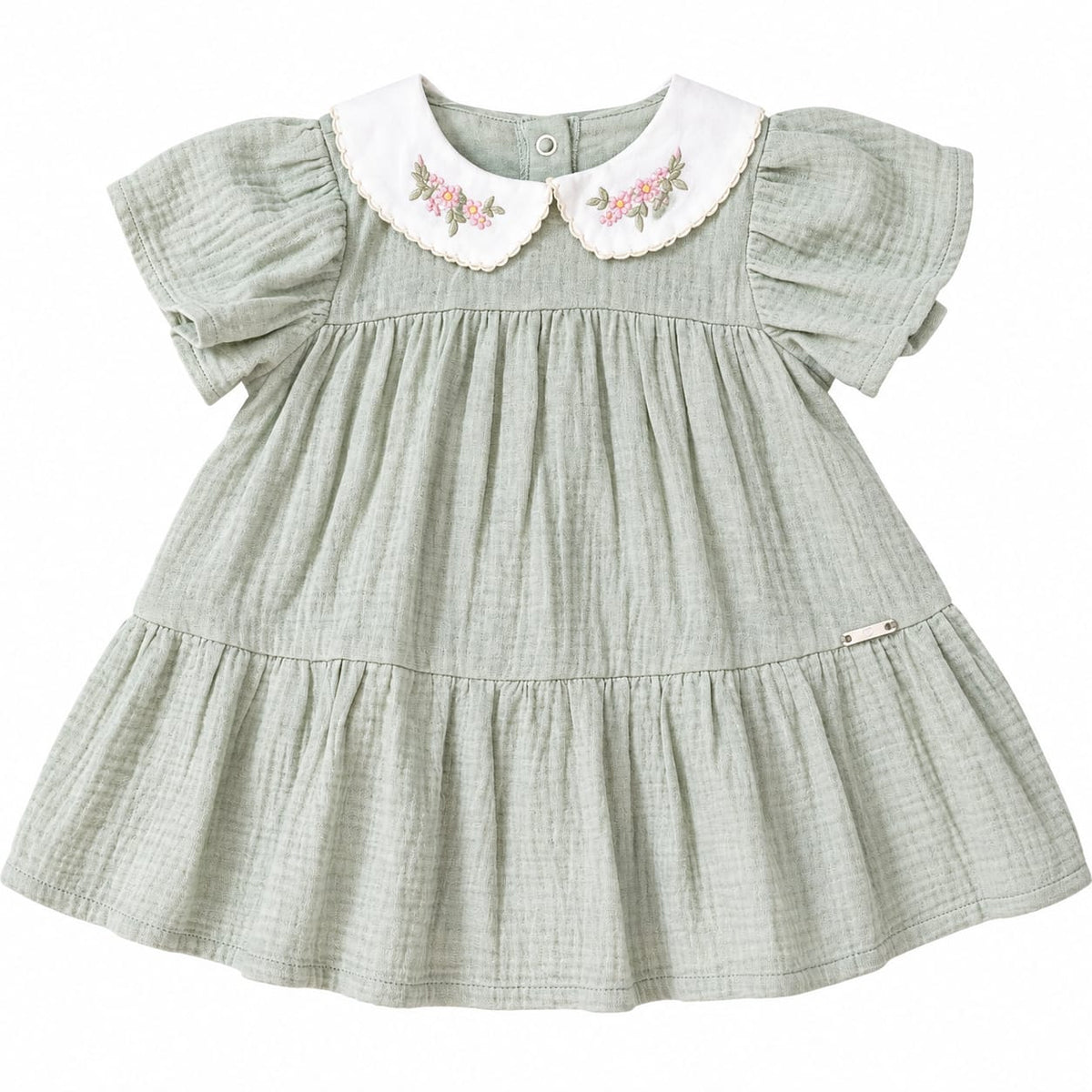 Vestido Anarruga Gola Bordada - ANIMÊ
