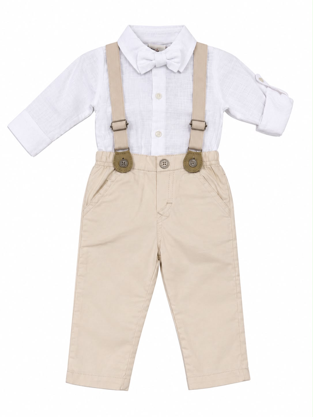Conjunto Body Camisa Gravata e Calca Suspensório - ANJOS BABY